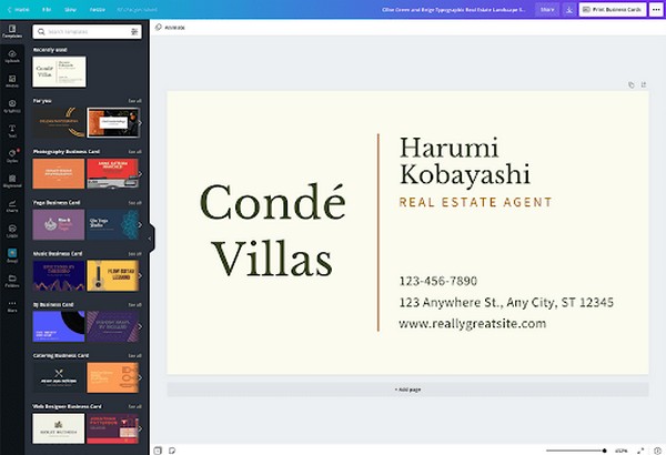 Cách tạo card visit bằng Canva 